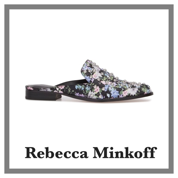 REBECCA MINKOFF MILENA STUDDED SILK LOAFER MULE - Picture 2 of 13